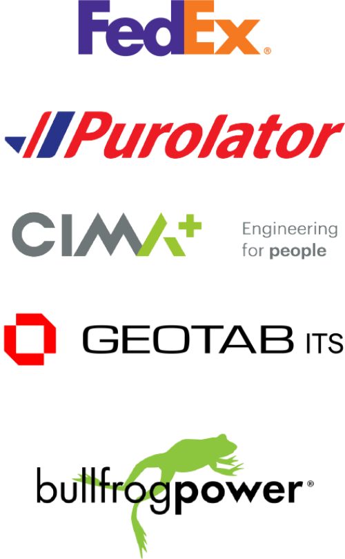 FedEx, Puroloator, CIMA+, Geotab logos