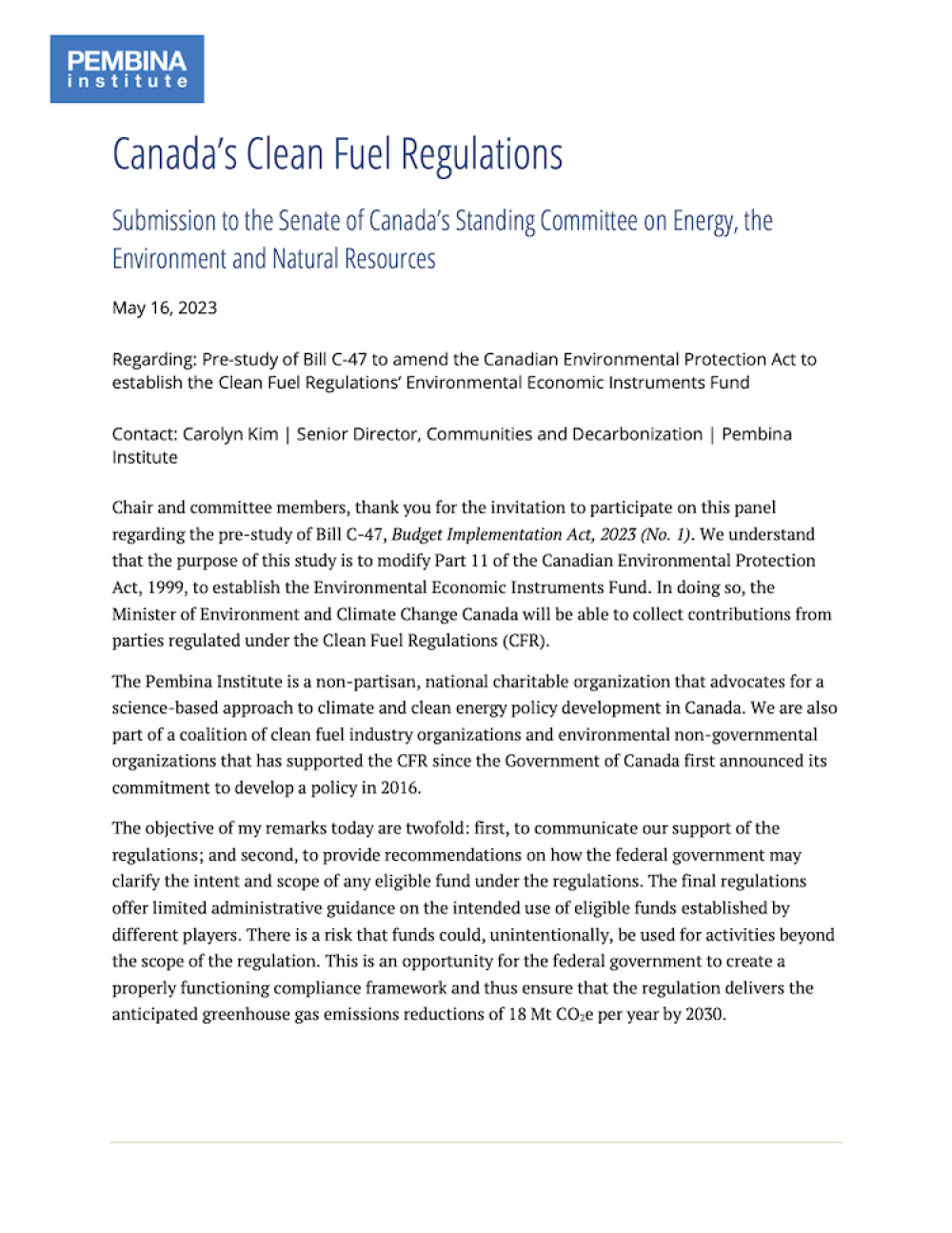 Canada’s Clean Fuel Regulations Pembina Institute