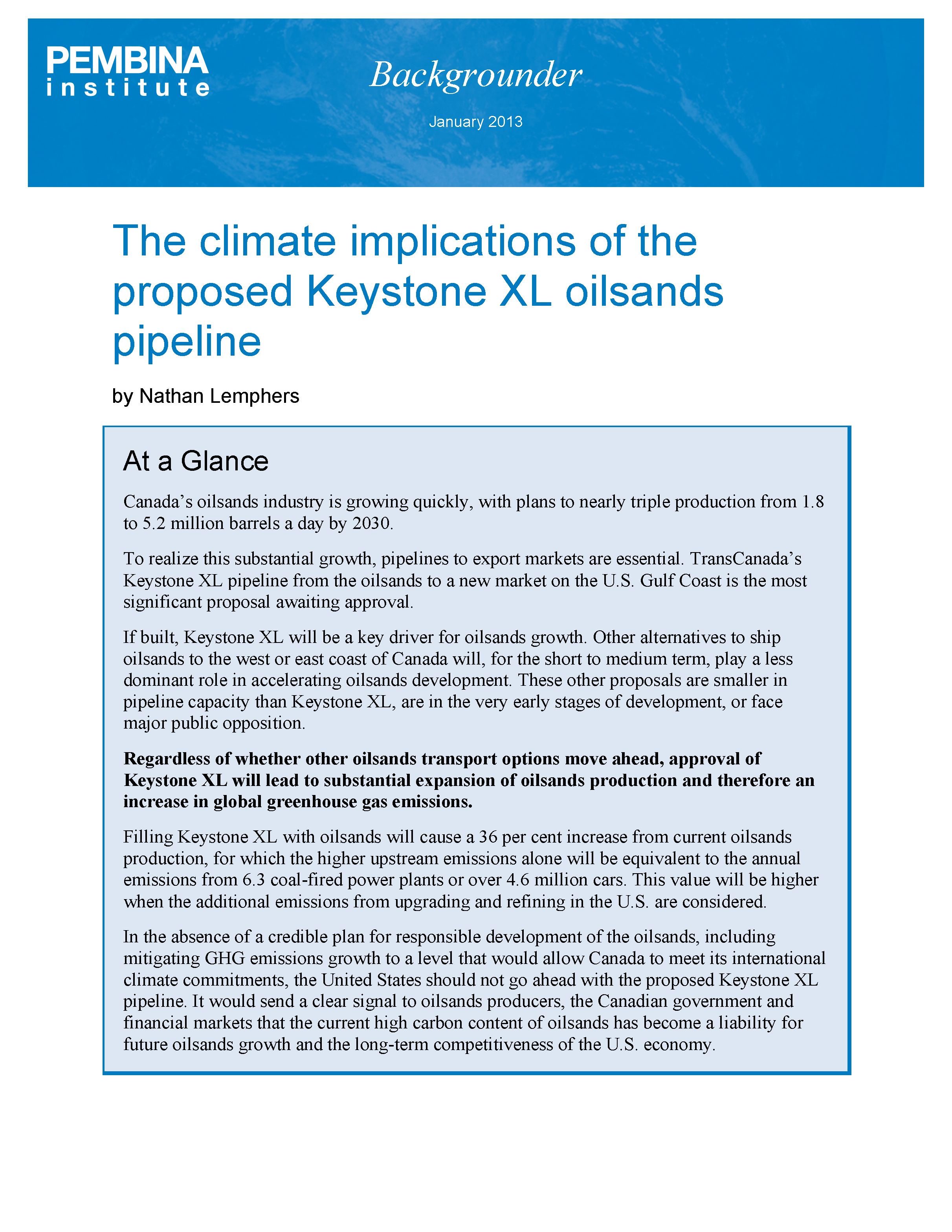 Climate implications of Keystone XL