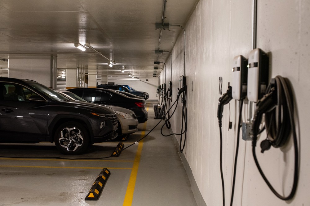 Electric vehicles charging in building parking garage