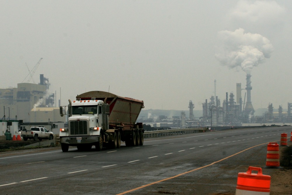 Truck on road in oilsands