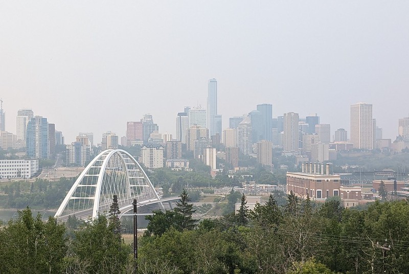 Smoke over downtown Edmonton 