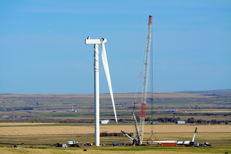 Construction of wind turbine in Alberta
