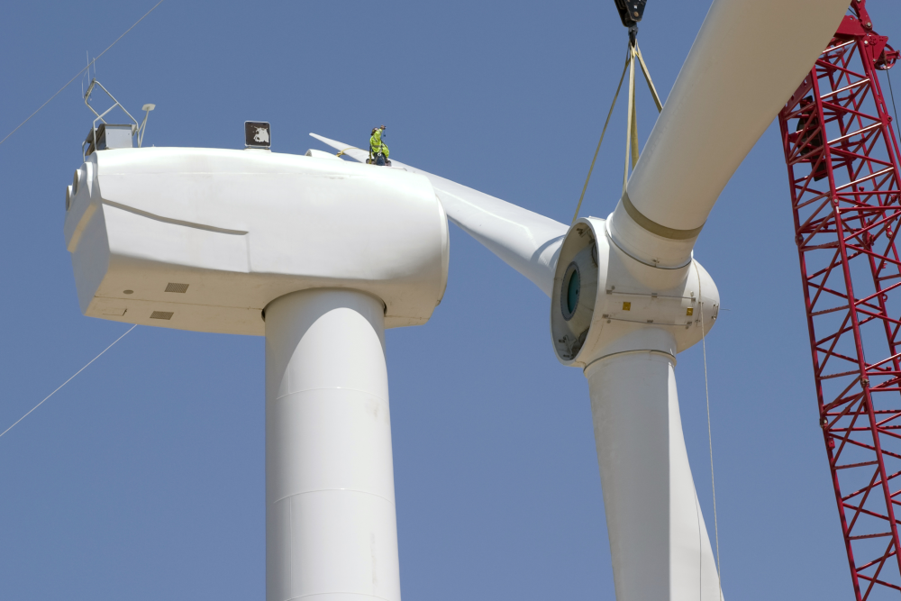 Wind turbine under construction