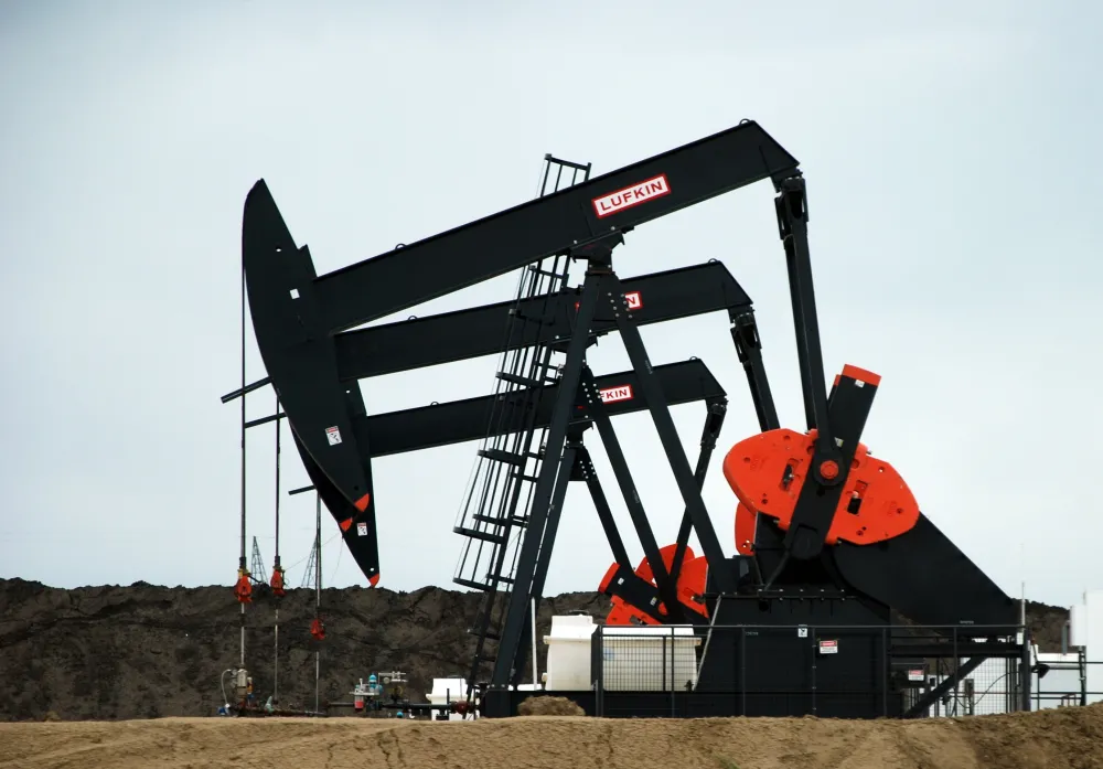 Pumpjacks on oil well site