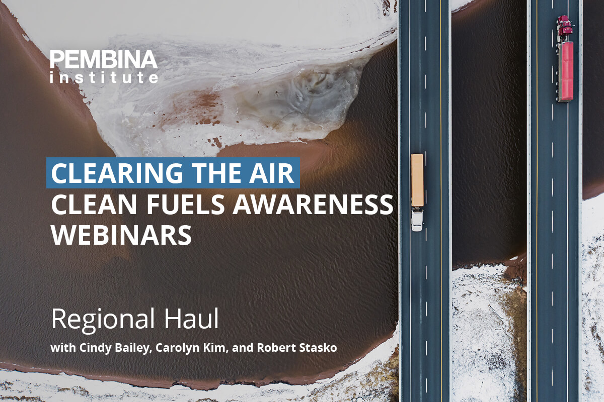 Clean Fuels Awareness Webinar Series: Regional Haul - aerial view of semi-trucks on road