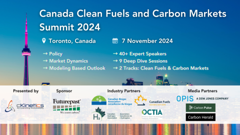 Social media card promoting the Canada clean fuels and carbon markets summit 2024