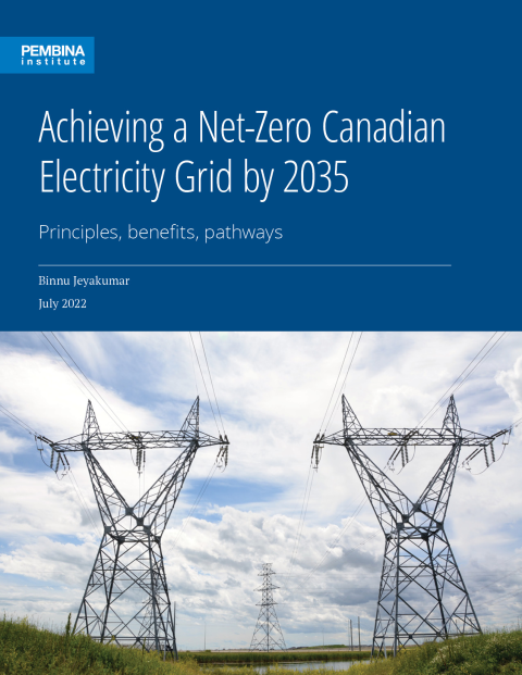 cover of Achieving a Net-Zero Canadian Electricity Grid with electrical pylons