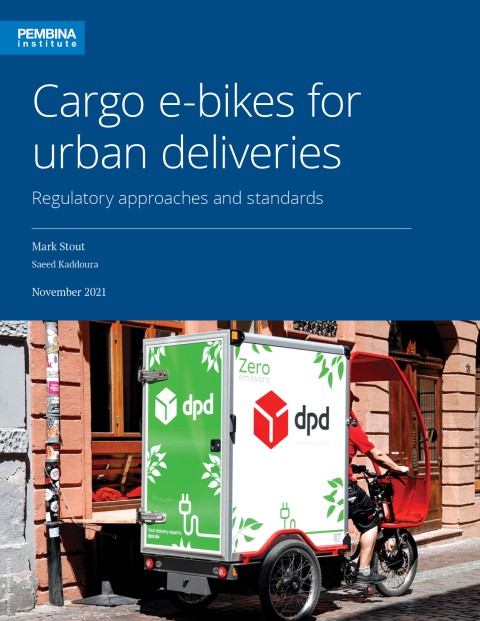 Cover of cargo e-bikes showing DPD bike in Europe