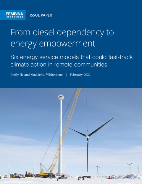 Cover of report; image shows wind turbine construction in the North