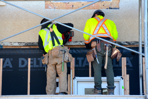 Construction work in a green building