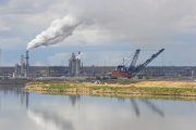 Oilsands facilities next to water body