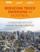 Cover of Reducing Truck Emissions in Montreal showing skyline of Montreal