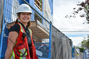 Worker at a green building site